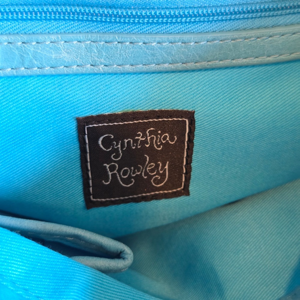 Cynthia Rowley Teal Blue Leather Scalloped Mermaid Scale Hobo Shoulder Bag - Picture 4 of 8